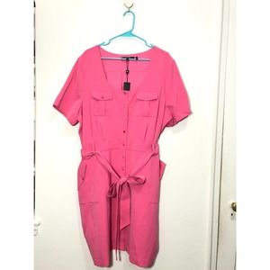 New badgley mischka pink shirt dress 22